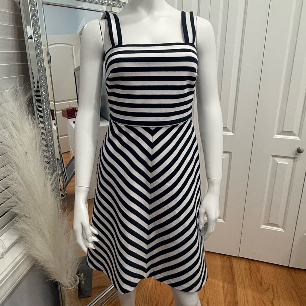 Michael Kors Black and White Striped Mini Dress